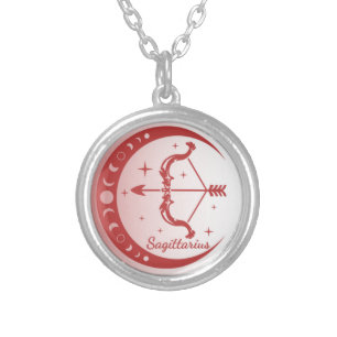Modern Sagittarius Zodiac Horoscope Celestial Silver Plated Necklace