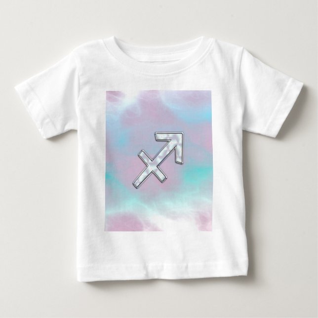 Modern Sagittarius Zodiac on Mother of Pearl Style Baby T-Shirt (Front)