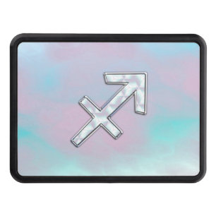 Modern Sagittarius Zodiac on Mother of Pearl Style Hitch Cover