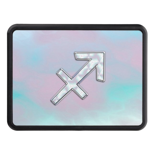 Modern Sagittarius Zodiac on Mother of Pearl Style Hitch Cover (Front)
