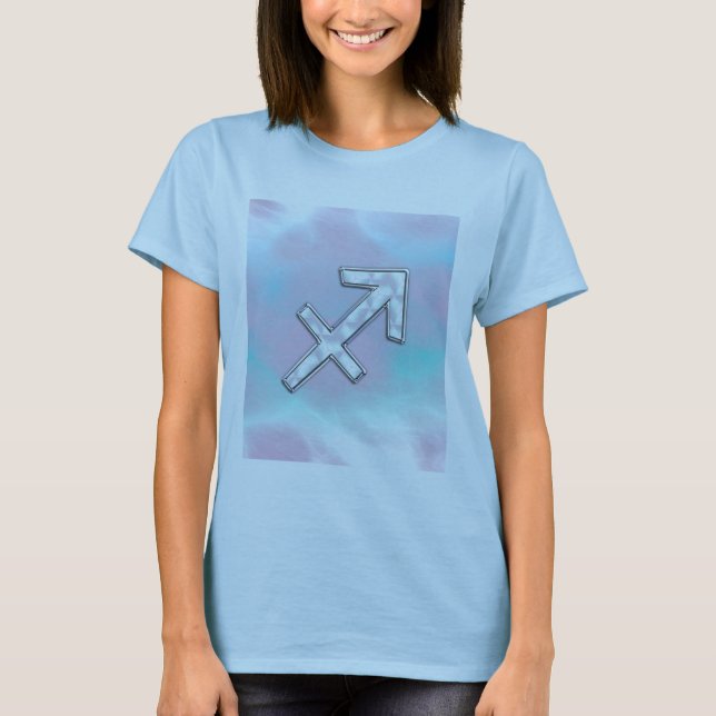 Modern Sagittarius Zodiac on Mother of Pearl Style T-Shirt (Front)