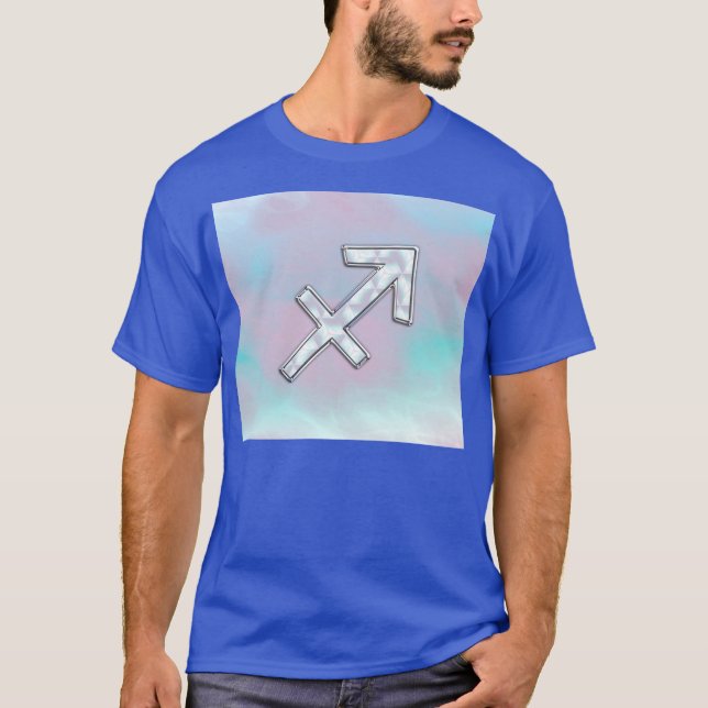 Modern Sagittarius Zodiac on Mother of Pearl Style T-Shirt (Front)