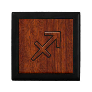 Modern Sagittarius Zodiac Sign in Mahogany Style Keepsake Box