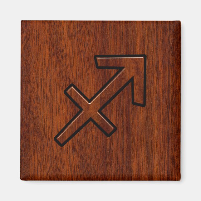 Modern Sagittarius Zodiac Sign in Mahogany Style Magnet (Front)