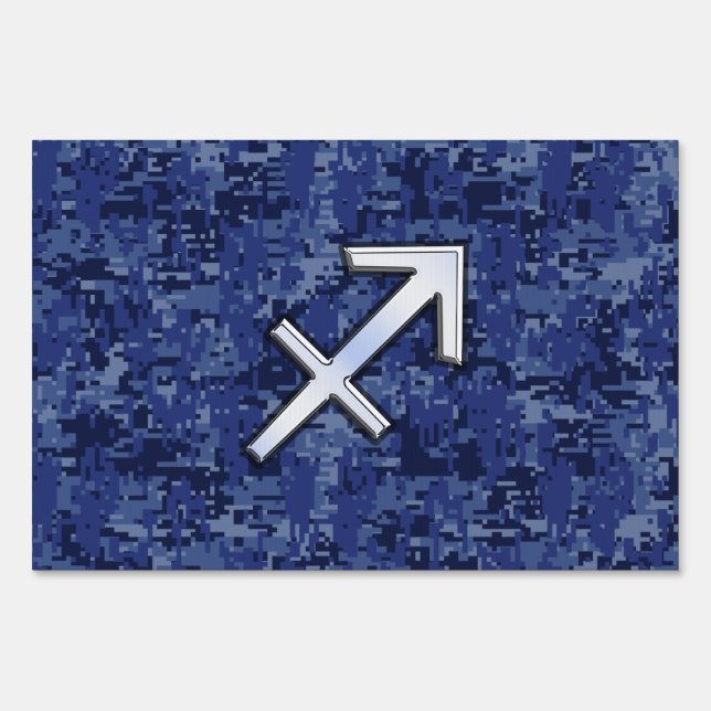 Modern Sagittarius Zodiac Sign Navy Digital Camo (Front)