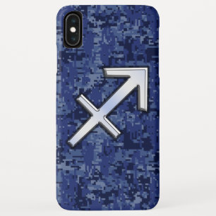 Modern Sagittarius Zodiac Sign Navy Digital Camo iPhone XS Max Case