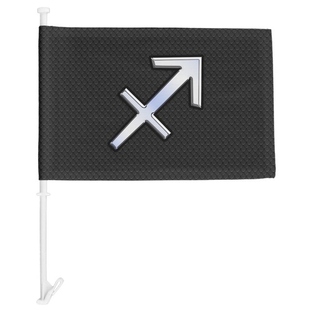 Modern Sagittarius Zodiac Sign on Snake Skin Car Flag (Front)