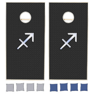 Modern Sagittarius Zodiac Sign on Snake Skin Cornhole Set