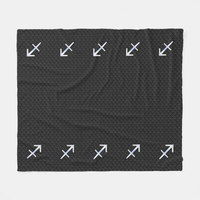 Modern Sagittarius Zodiac Sign on Snake Skin Fleece Blanket (Front (Horizontal))