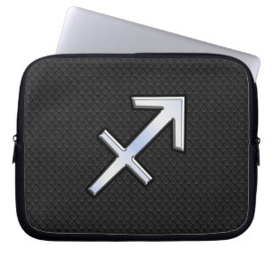Modern Sagittarius Zodiac Sign on Snake Skin Laptop Sleeve