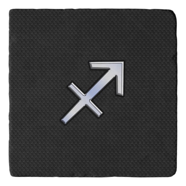 Modern Sagittarius Zodiac Sign on Snake Skin Trivet (Front)