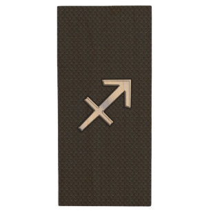 Modern Sagittarius Zodiac Sign on Snake Skin Wood Flash Drive