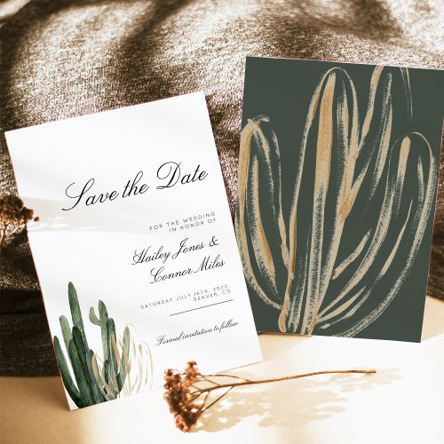 Modern Saguaro Cactus Save the Date Invitation