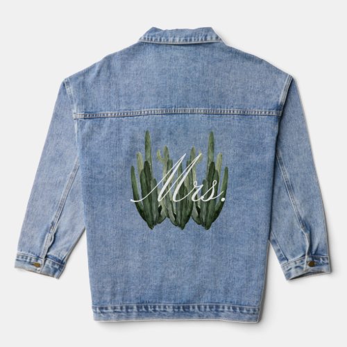 Modern Saguaro Cactus Wedding Mrs bride Denim Jacket