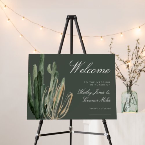 Modern Saguaro Cactus Wedding Welcome Sign