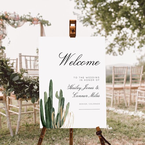 Modern Saguaro Cactus Wedding Welcome Sign
