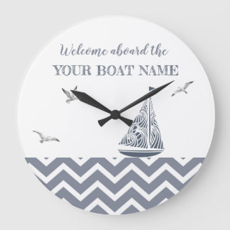  Modern Sailboat Grey Color Scheme   Large Clock