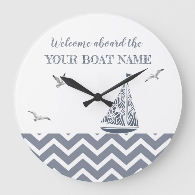  Modern Sailboat Grey Color Scheme   Large Clock (Front)
