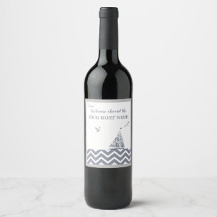 Modern Sailboat Grey Color Scheme Wine Label