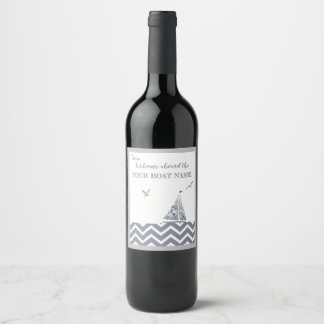  Modern Sailboat Grey Color Scheme  Wine Label