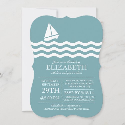 Modern Sailboat Nautical Baby Shower Invitation