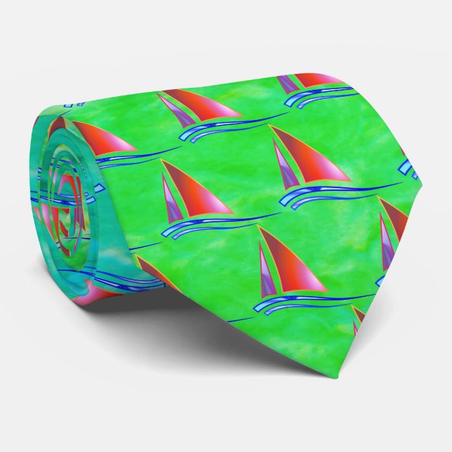 Modern Sailboat Neck Tie (Rolled)