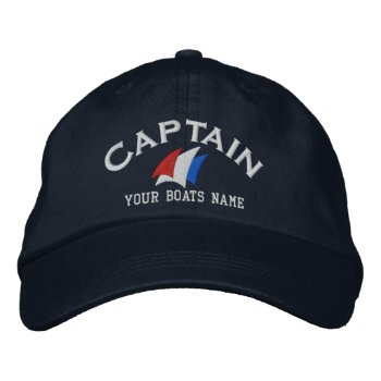 Modern Sailing Boat Captain Embroidered Baseball Cap by customthreadz at Zazzle
