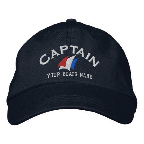 Modern sailing boat captain embroidered baseball cap