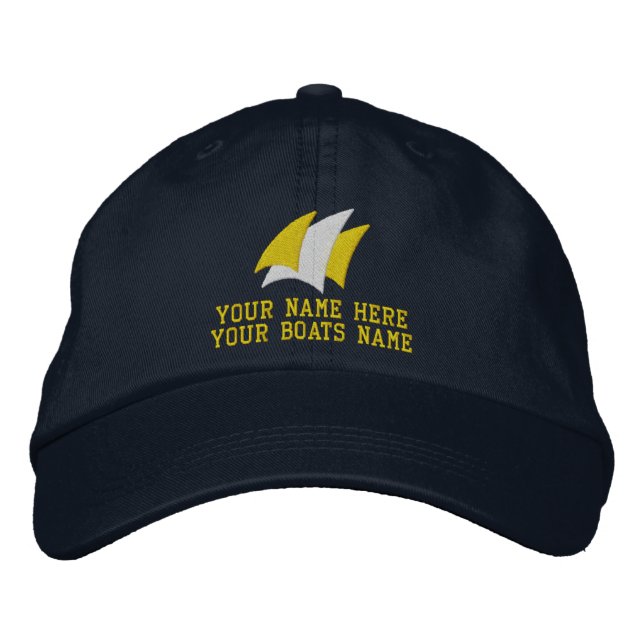 Modern sailing sailors yacht captain embroidered baseball cap (Front)