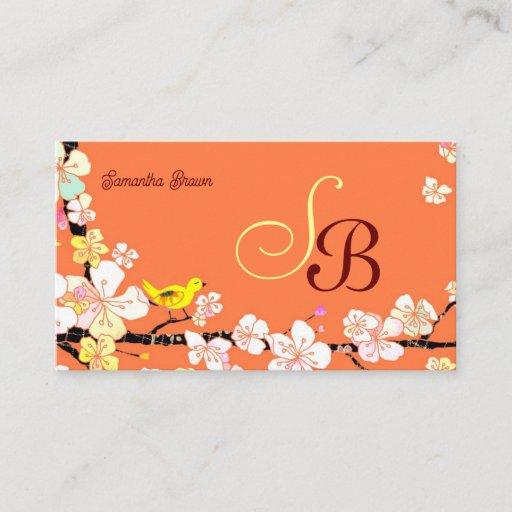 Customizable Modern Sakura Monogram Business Cards