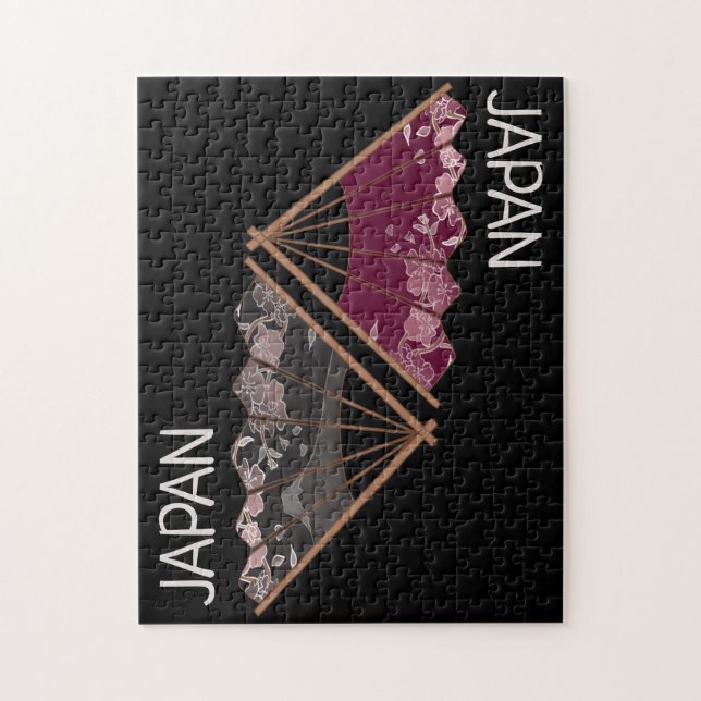 Modern Sakura Fan Hand Illustrated Japan Jigsaw Puzzle (Vertical)