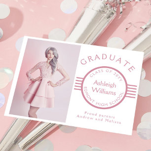 Modern Salmon Pink Graduate Photo Announcement