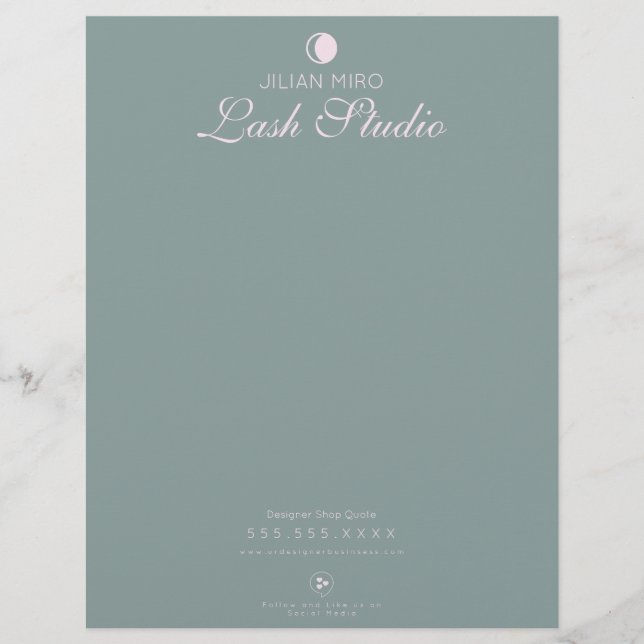 Modern Salon Beauty Eyelash Studio  Letterhead (Front)