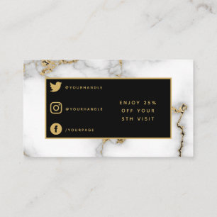 Modern salon gold marble loyalty card. card