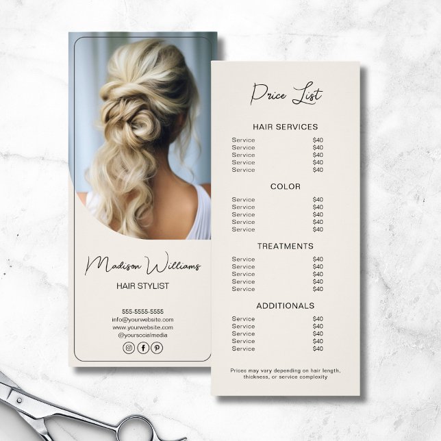 Modern Salon Hair Stylist Price List Rack Card (Modern Salon Hair Stylist Price List Rack Card)