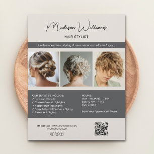 Modern Salon Hair Stylist Services QR Flyer