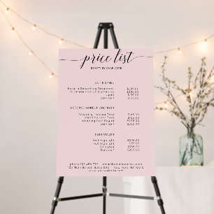 Modern Salon Price List Pink Foam Board