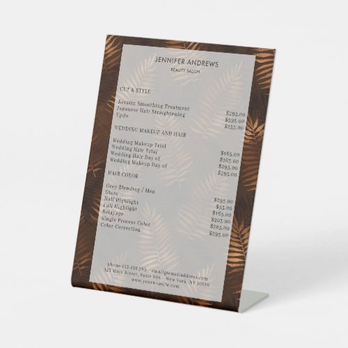 Modern Salon Price Socket Pedestal Sign