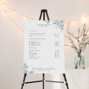 Modern Salon Pricelist White Green Leafy  Foam Board