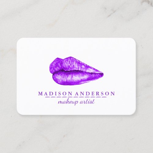 Modern Salon Purple  Lips Makeup Artist Business Card