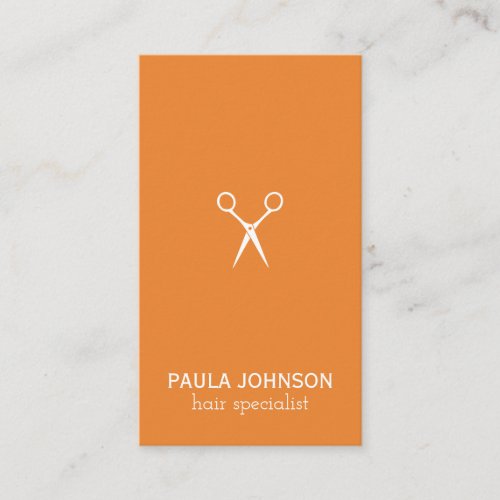 Modern Salon Shears Hair Specialist orange Business Card