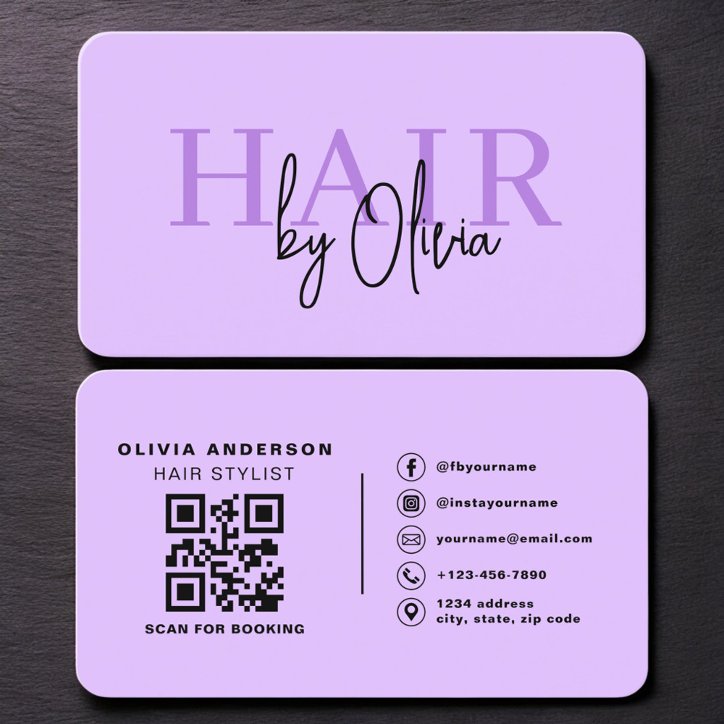 Modern Salon Typography QR Code Business Card