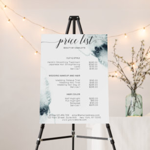 Modern, salon, watercolor price list foam board