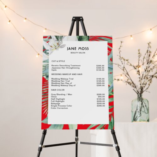  Modern salon watercolor tropical Price List  Foam Board
