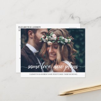 Modern Same Love New Plans Change of Date Photo Announcement Postcard