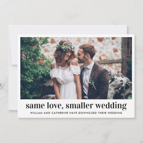 Modern Same Love Smaller Wedding Downsized Photo Announcement