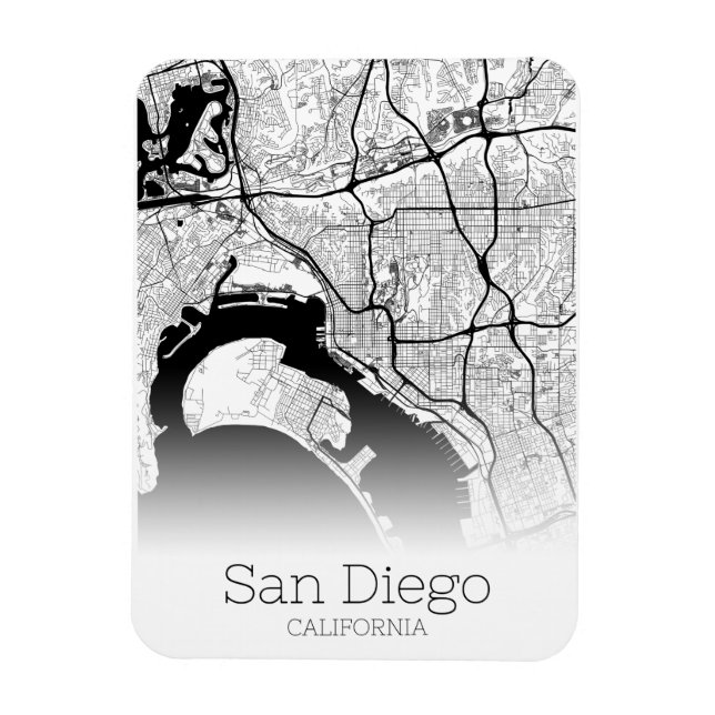 Modern San Diego City Map Magnet (Vertical)