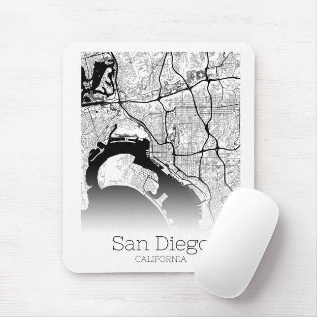 Modern San Diego City Map Mouse Pad (With Mouse)