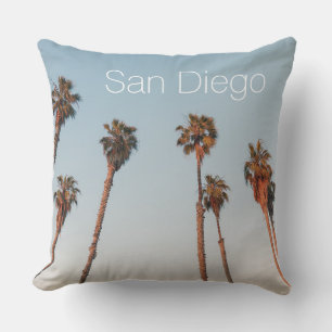Modern San Diego Tall Palm Trees Blue Sky Souvenir Throw Pillow