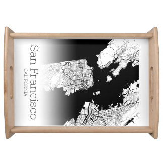 Modern San Francisco City Map Serving Tray